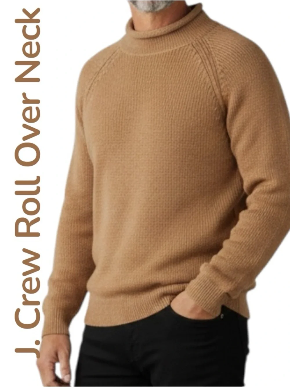 Vtg Y2K J. CREW Roll Neck Collar Chunky Knit Cotton Fisherman Sweater Sz M